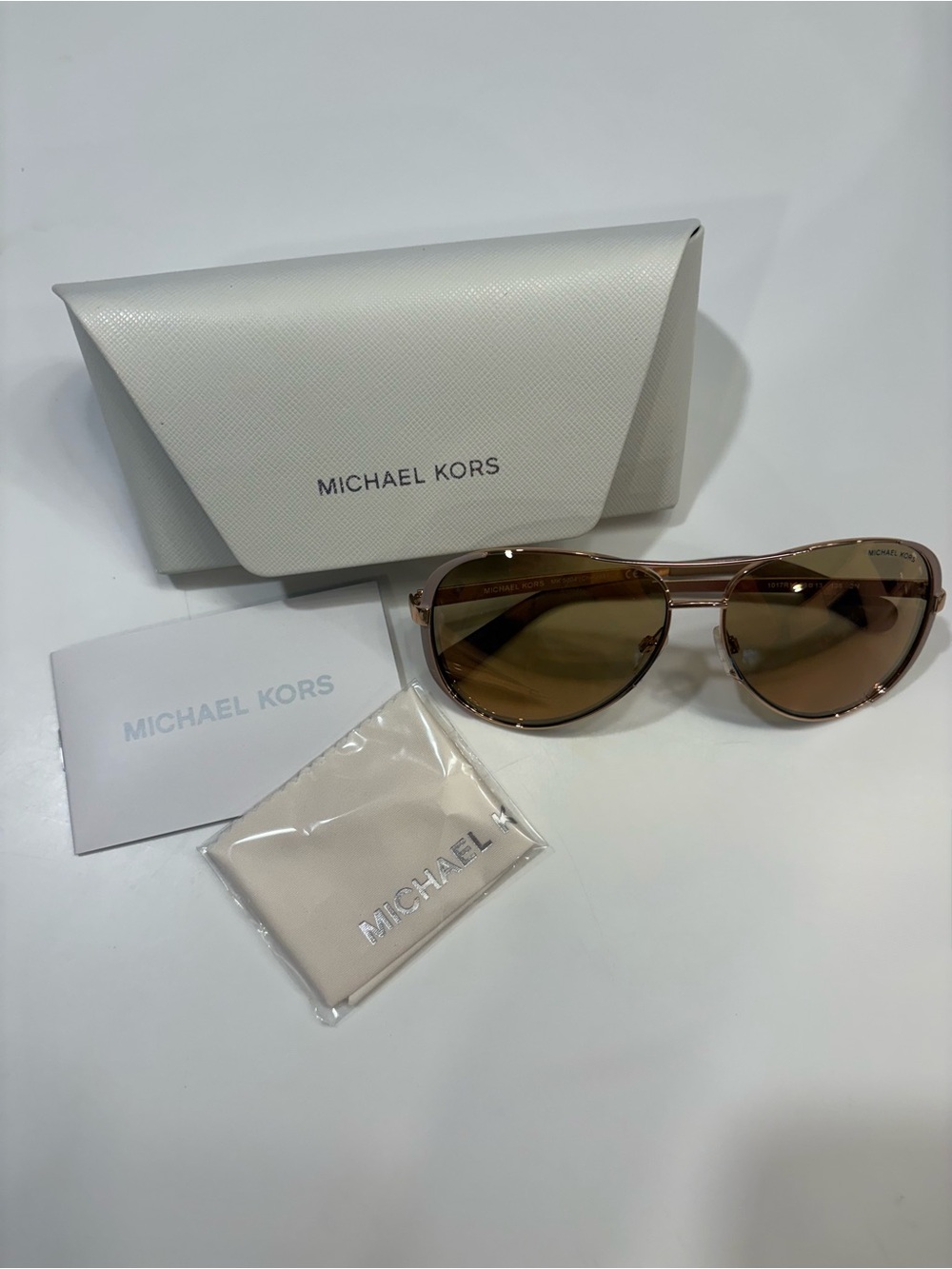 Michael Kors Women’s Rose Gold Frame Sunglasses with Brown Lenses